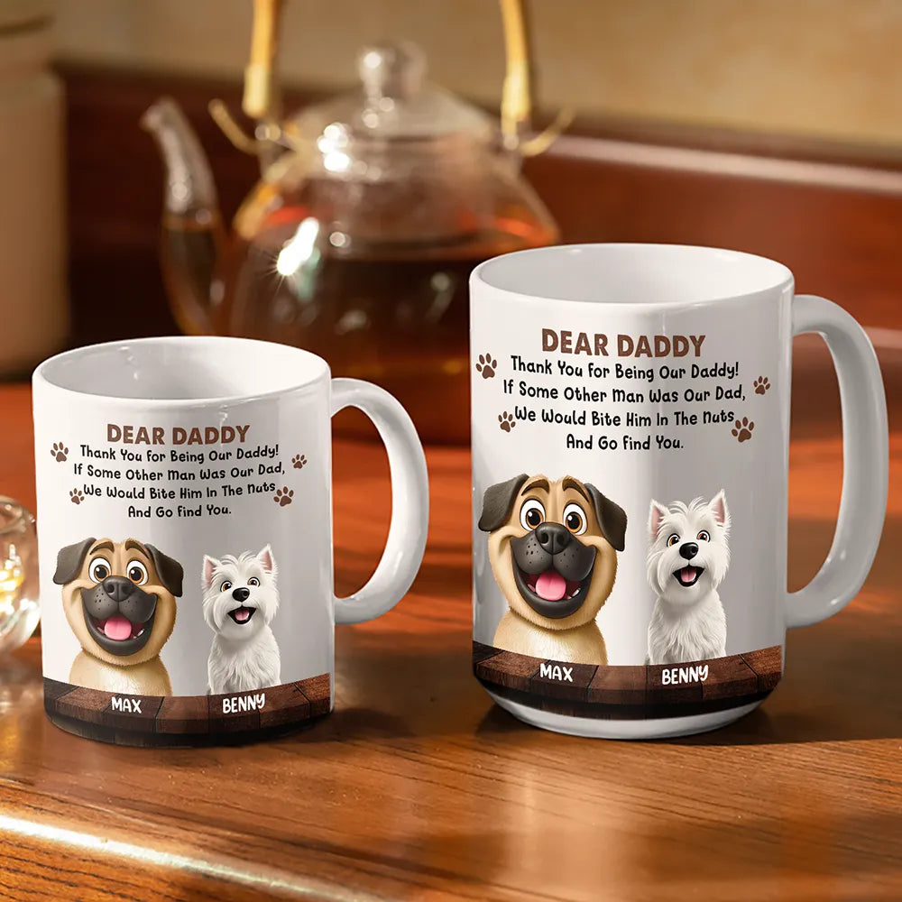 Funny Dog Quote for Dad - Personalized White Edge-to-Edge Mug Mug PopCulturePrints