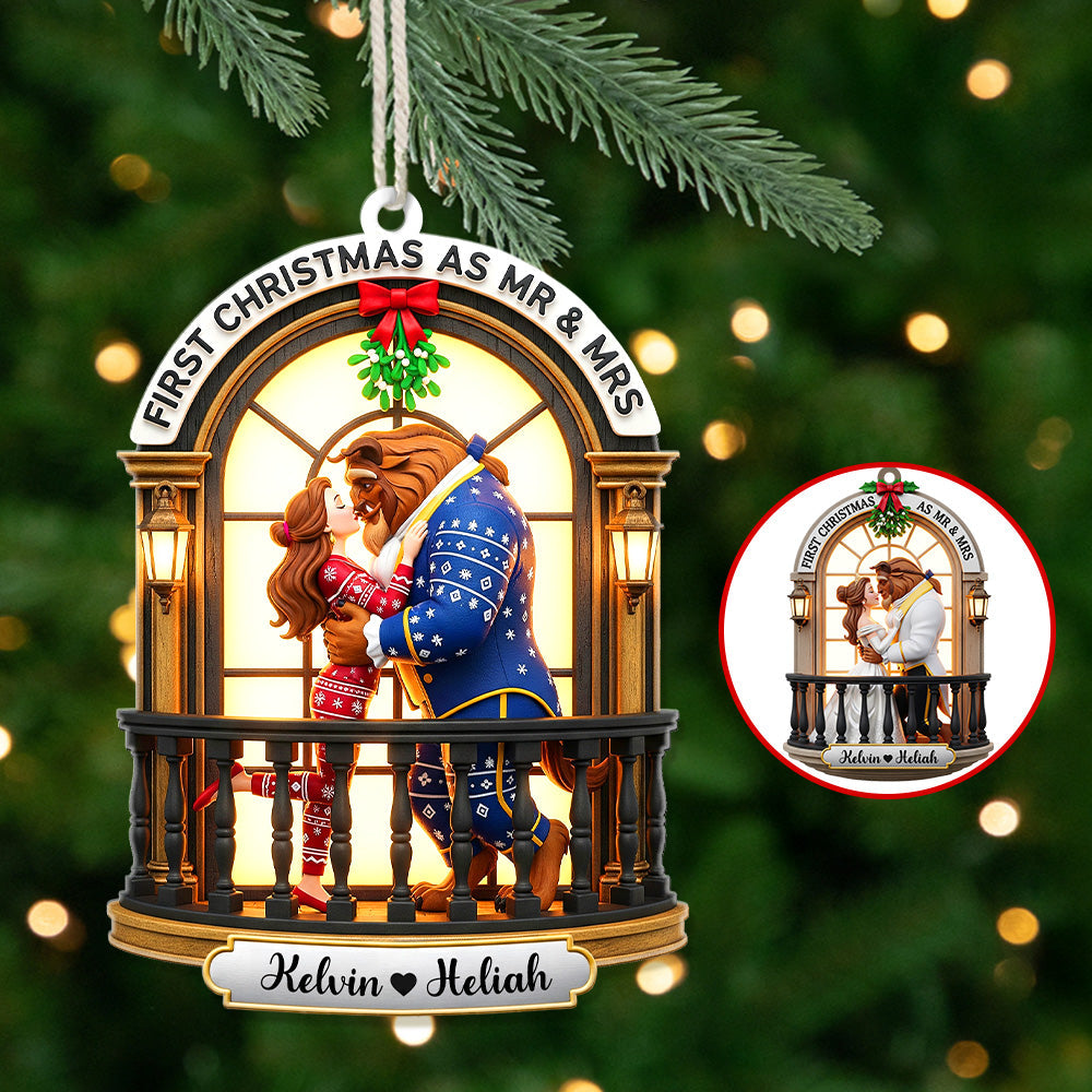 “First Christmas As Mr. & Mrs.” - Personalized Couples Acrylic Ornament Ornament PopCulturePrints
