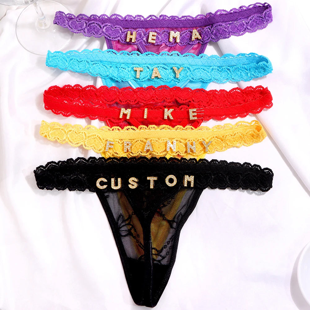 Custom Crystal Letter Bikini Panties for Girlfriend Underwear PopCulturePrints