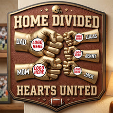 Load image into Gallery viewer, Home Divided, Hearts United - Sport Lover Family Cut Metal Sign - Personalized Family Gift
