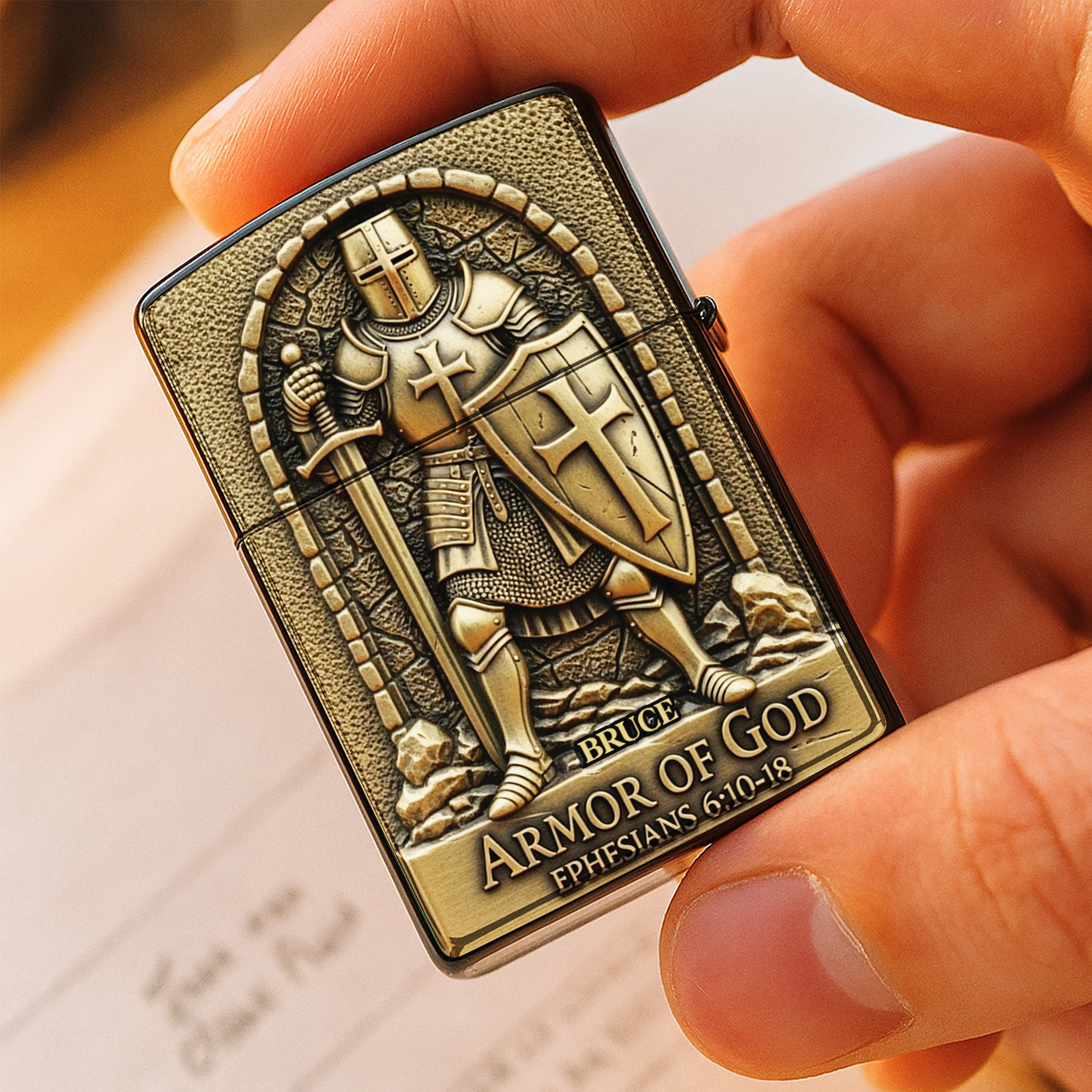 "Embrace Your Faith with the Armor of God - Personalized Lighter for Christians" Lighter PopCulturePrints