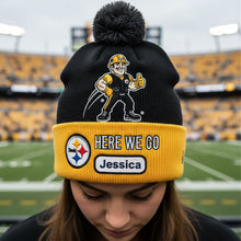 Load image into Gallery viewer, “Gear Up for Game Day” - Personalized Bobble Beanie Hat - Custom Gifts for Sports Fans Hat PopCulturePrints

