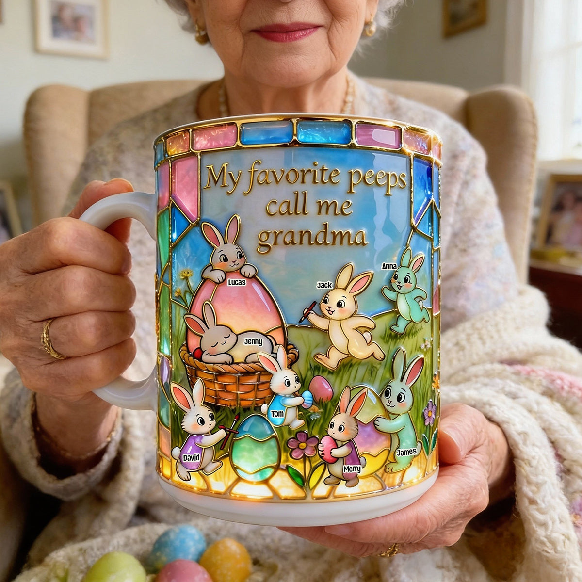 My Favorite Peeps Call Me Grandma - Personalized Bunny Coffee Mug, Ideal Gift for Grandma & Mom Coffee Mug PopCulturePrints