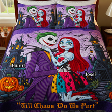 Load image into Gallery viewer, &quot;Till Chaos Do Us Part&quot; - Spooky Couple Quilt Bed Set – Personalized Gifts for Couples Blanket PopCulturePrints
