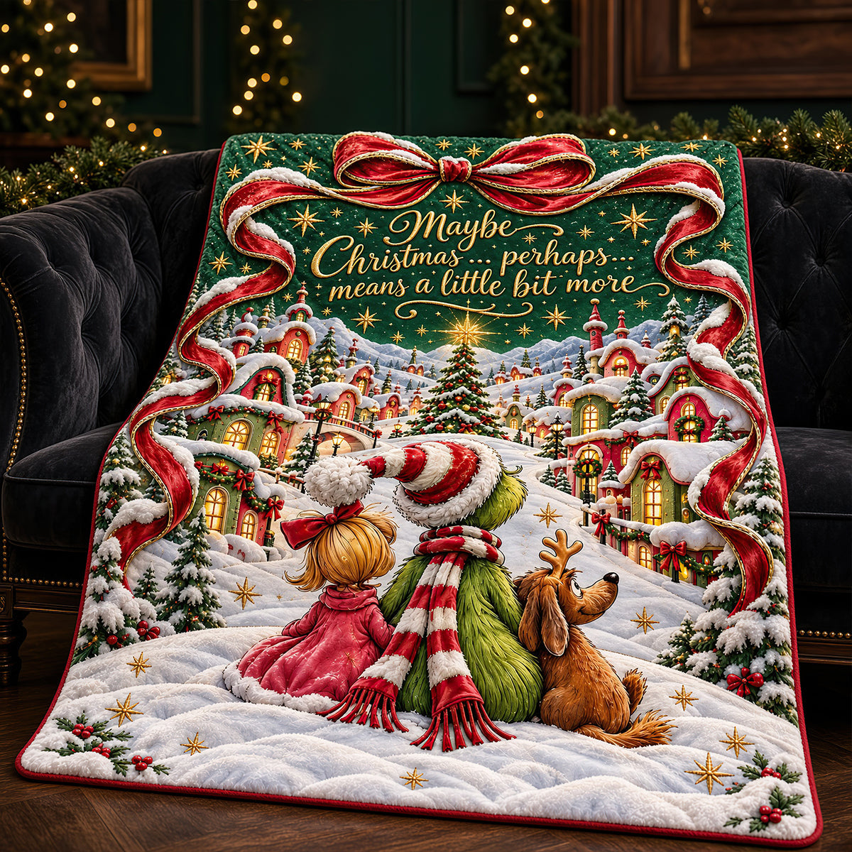 “Maybe Christmas means a little bit more” - Shining Christmas Blanket - Personalized Gift for Loved Ones Blanket PopCulturePrints