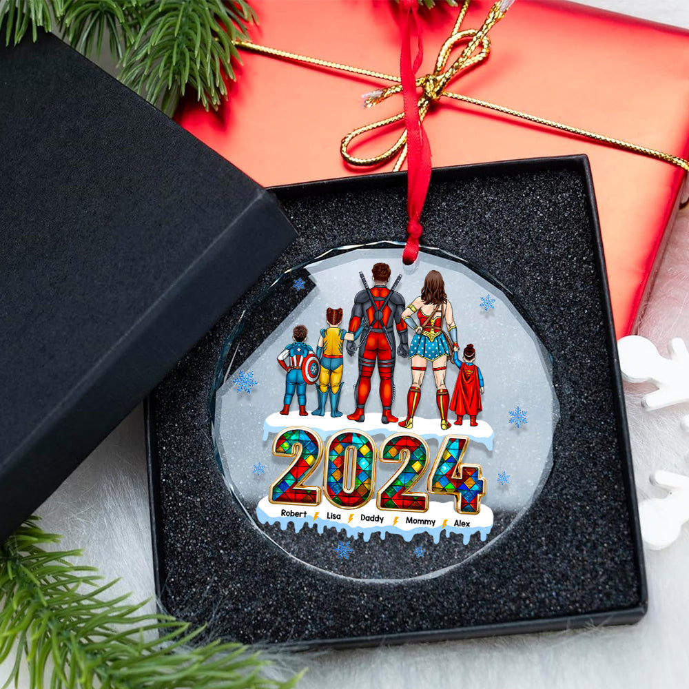 Personalized Superhero Family Christmas Ornament - 2024 Edition