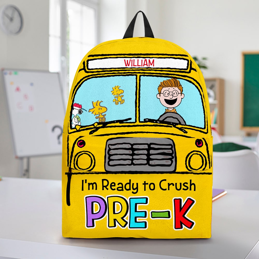 Personalized Kids' School Bus Backpack - Custom Name Pre-K Design