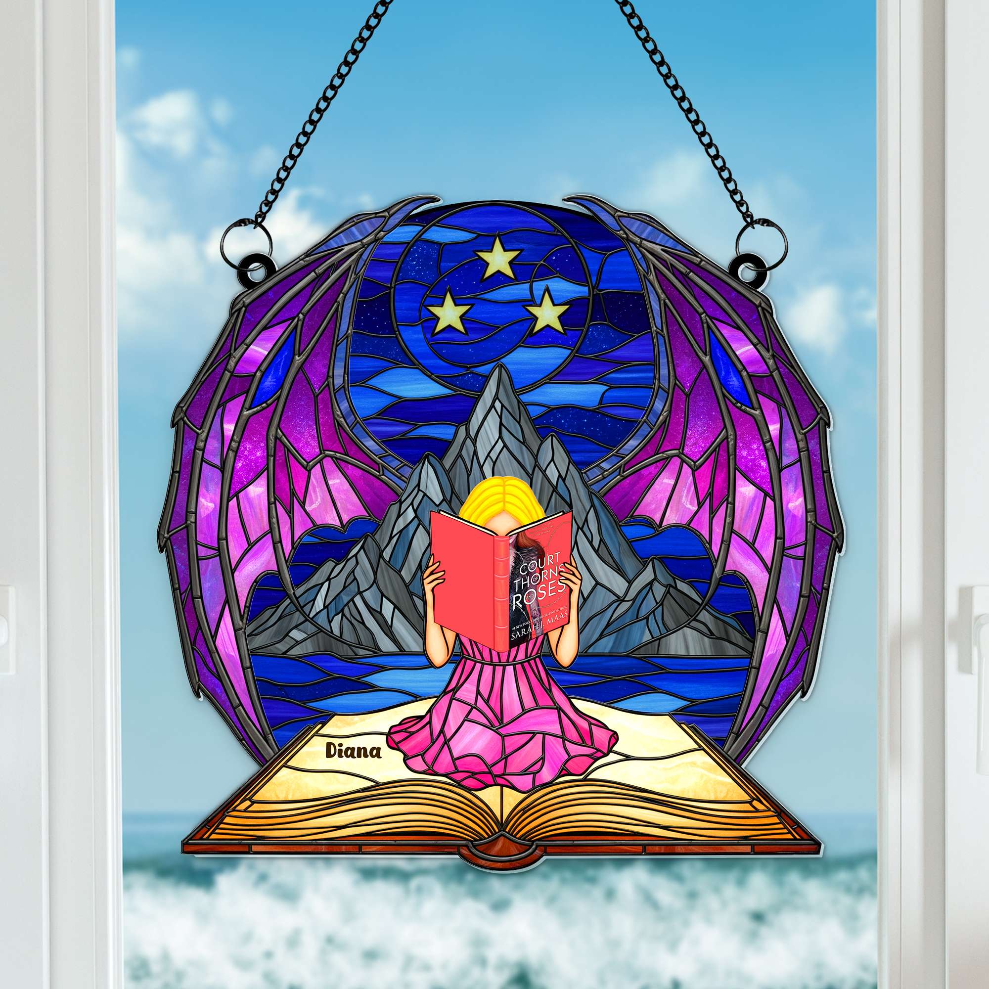 “Every Book Is A New Adventure” - Book Girl Suncatcher Ornament - Personalized Gift for Book Lovers Ornament PopCulturePrints