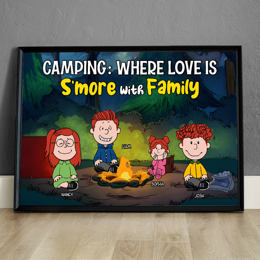 Personalized Family Canvas Print - Camping S'more With Family