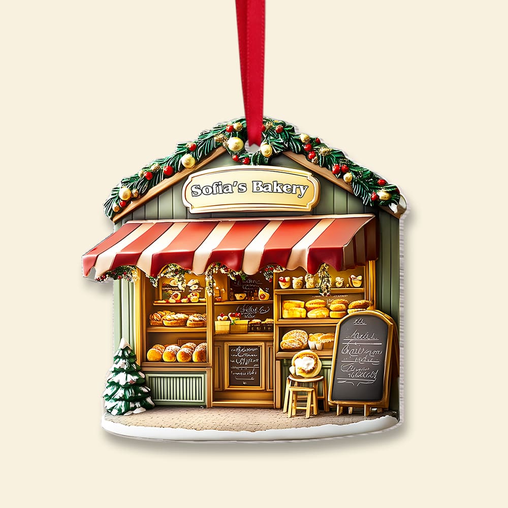 Custom Bakery Christmas Ornament - Personalized Kitchen Decor Ornament PopCulturePrints
