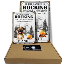 Load image into Gallery viewer, If The Camper Is Rocking, It's Only Because I Tripped Over The Dog - Personalized Classic Metal Sign Metal Sign PopCulturePrints
