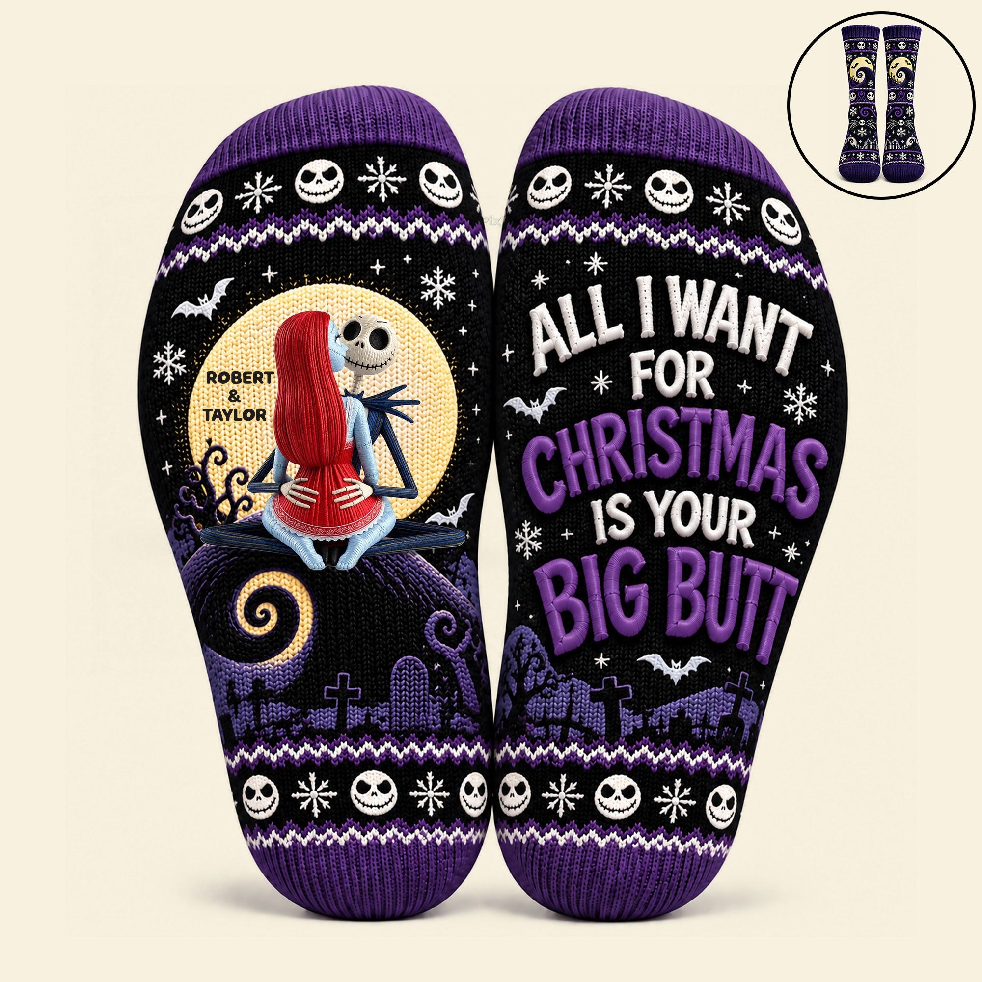 All I Want for Christmas is Your Big Butt - Personalized Midnight Mischief Christmas Socks