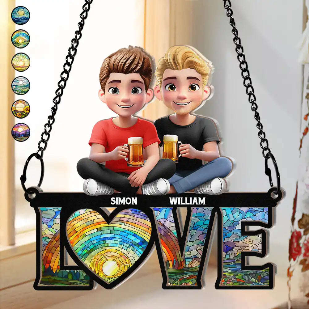 “Super Dads Deserve Super Gifts” - Personalized Super Dad Keychain - Gift for Dad, Grandpa, and Father Figures Suncatcher Ornament PopCulturePrints