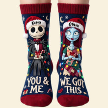 Load image into Gallery viewer, You &amp; Me We Got This – Spooky Christmas Couple Personalized Socks
