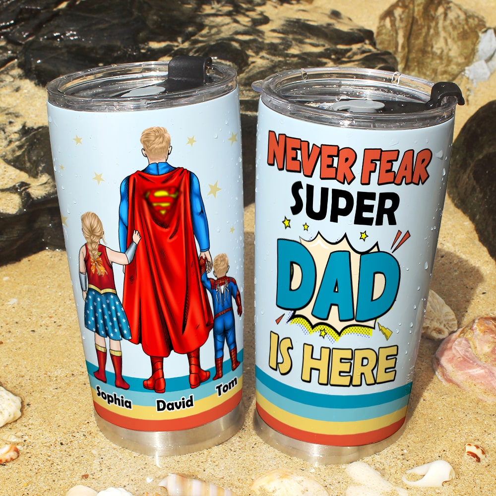 Custom Super Dad Tumbler - Personalized Father's Day Gift Tumbler Cup PopCulturePrints