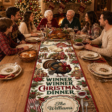 Load image into Gallery viewer, “Winner Winner Christmas Dinner” - Personalized Quilted Table Runner - Unique Gift for Family, Friends, and Hosts
