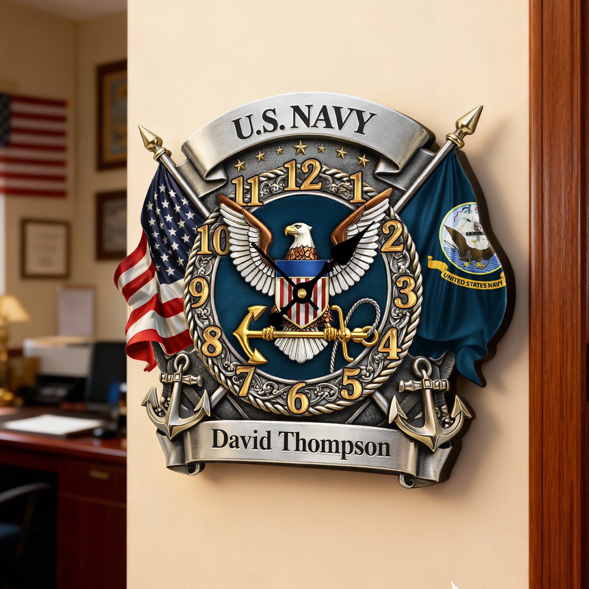 Honor The Past - Custom Veteran Wall Clock - Perfect Gift for Military Heroes Hanging Wall Clock PopCulturePrints