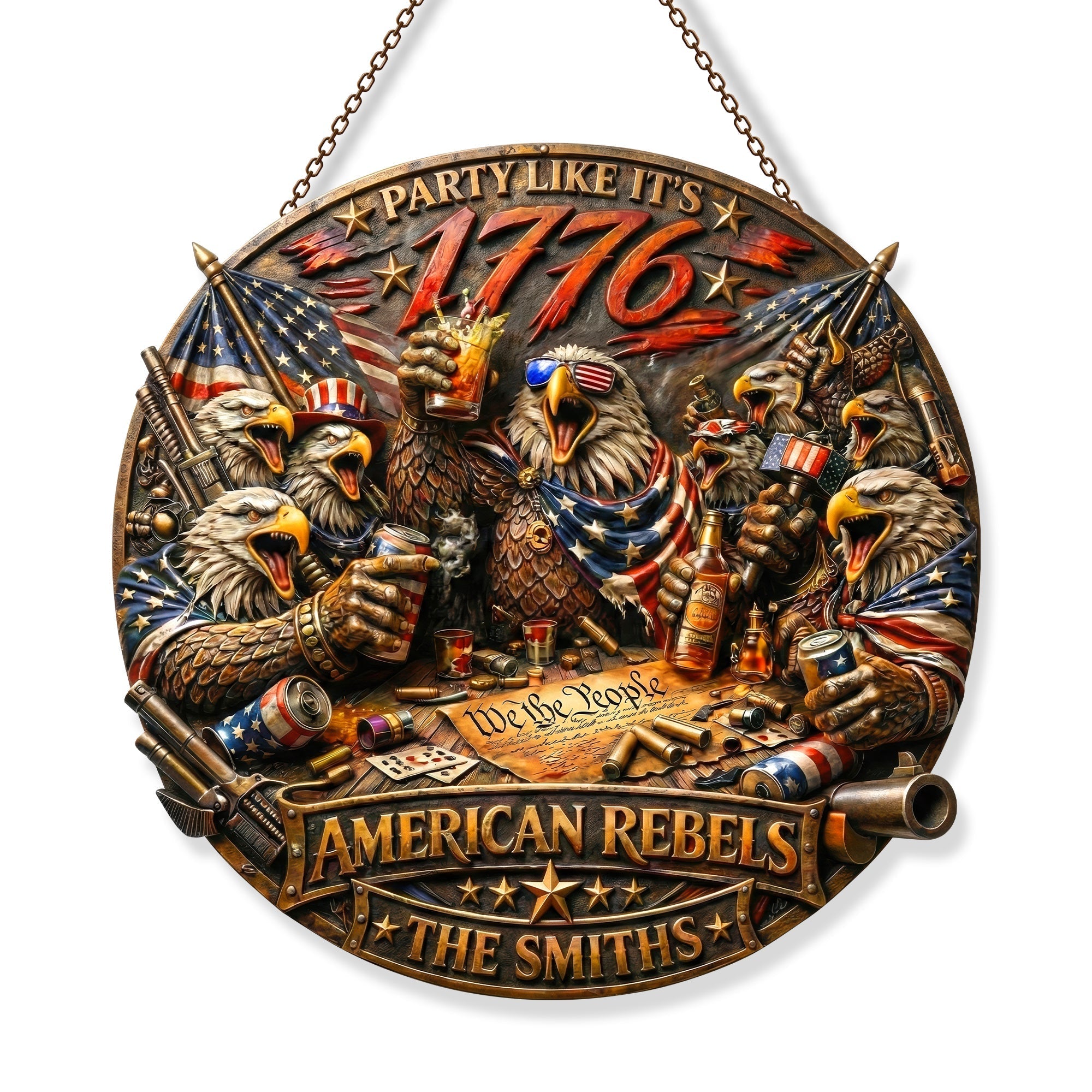 Celebrate Freedom: USA Independence Party Metal Sign - Custom Gift for Patriots and Families Metal Signs PopCulturePrints