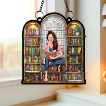 Load image into Gallery viewer, Personalized Book Lover Stained Glass Hanging Decoration
