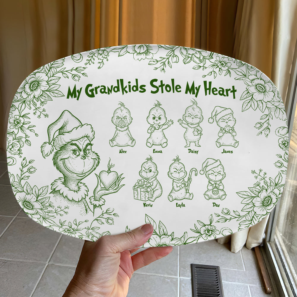 My Grandkids Stole My Heart - Personalized Grandma Plate for Christmas Plates PopCulturePrints
