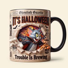Load image into Gallery viewer, “It’s Halloween! Trouble Is Brewing” - Personalized Halloween Coffee Mug - Perfect Gift for Friends, Family, and Halloween Lovers Coffee Mug PopCulturePrints
