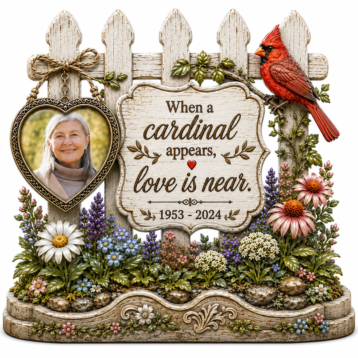 When a Cardinal Appears, Love is Near - Custom Photo Memorial Acrylic Plaque