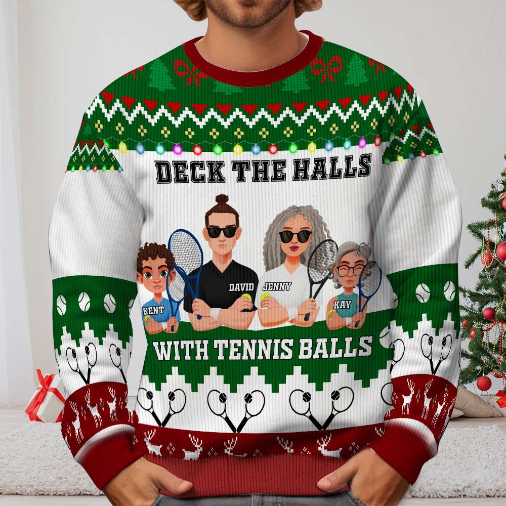 Personalized Family Tennis Christmas Sweater