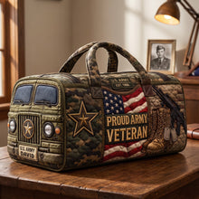 Load image into Gallery viewer, “Honor the Brave” - Military Quilted Duffle Bag - Personalized Gift for Veterans
