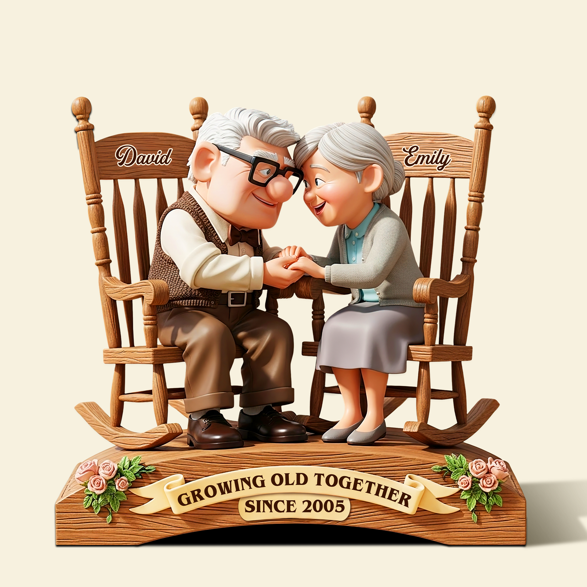 Growing Old Together - Personalized Acrylic Plaque for Couples Shaped Plaques PopCulturePrints
