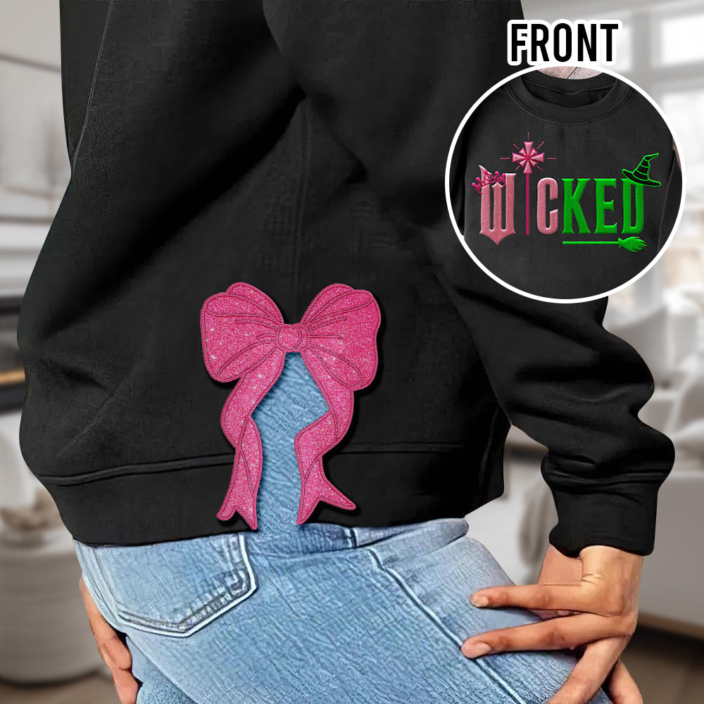 Wicked Glitter Embroidered Sweatshirt with Side Bow