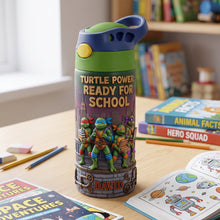 Load image into Gallery viewer, Turtle Power: Ready for School - Personalized 12oz Colorful Kid Tumbler Gift Tumbler Cup PopCulturePrints
