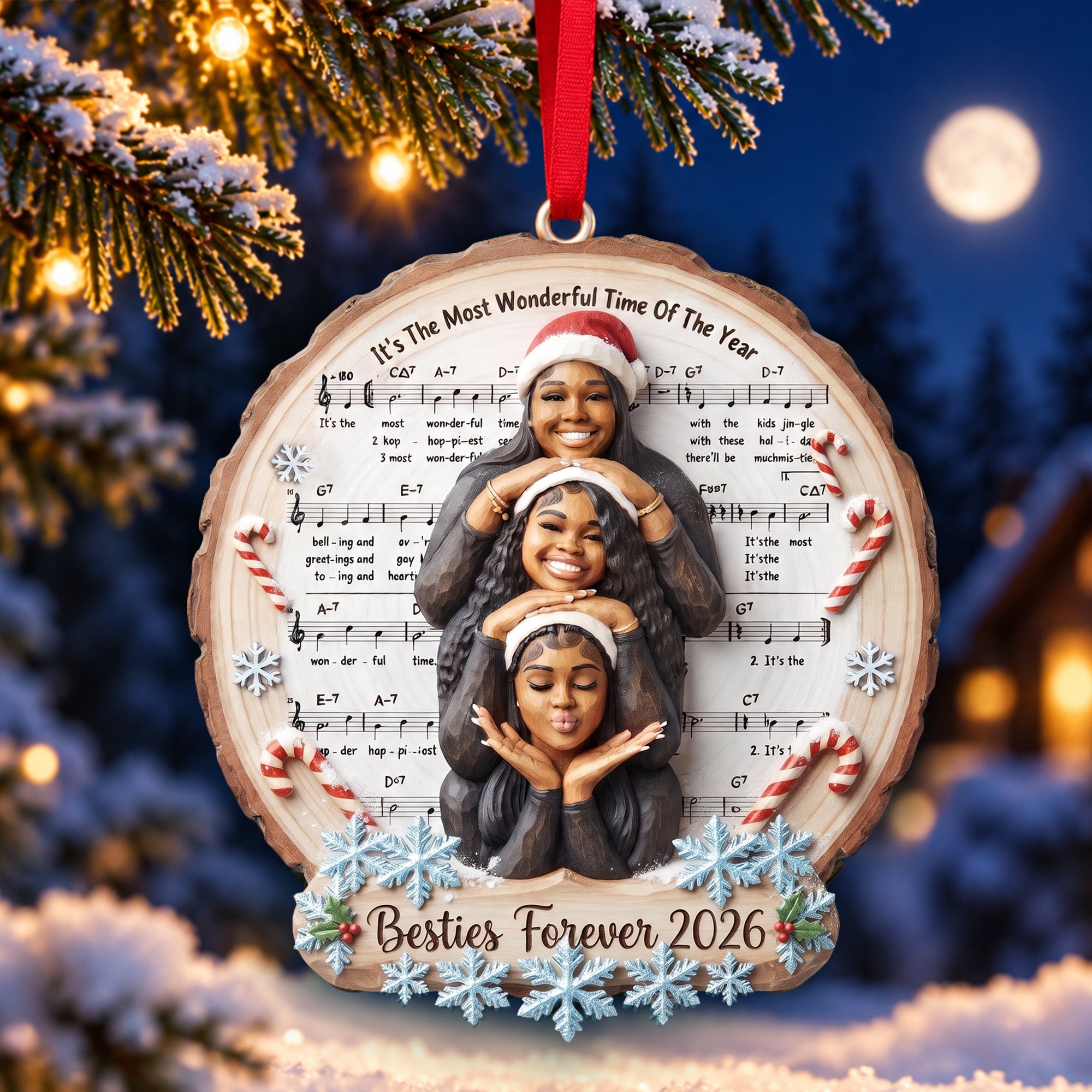"It's The Most Wonderful Time Of The Year" - Custom Photo Ornament for Friends - Personalized Gift for Besties