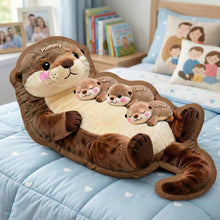 Load image into Gallery viewer, “Cuddle Season: Otter Mom Pillow” - Personalized Gift for Mom, Grandma, or Any Special Woman
