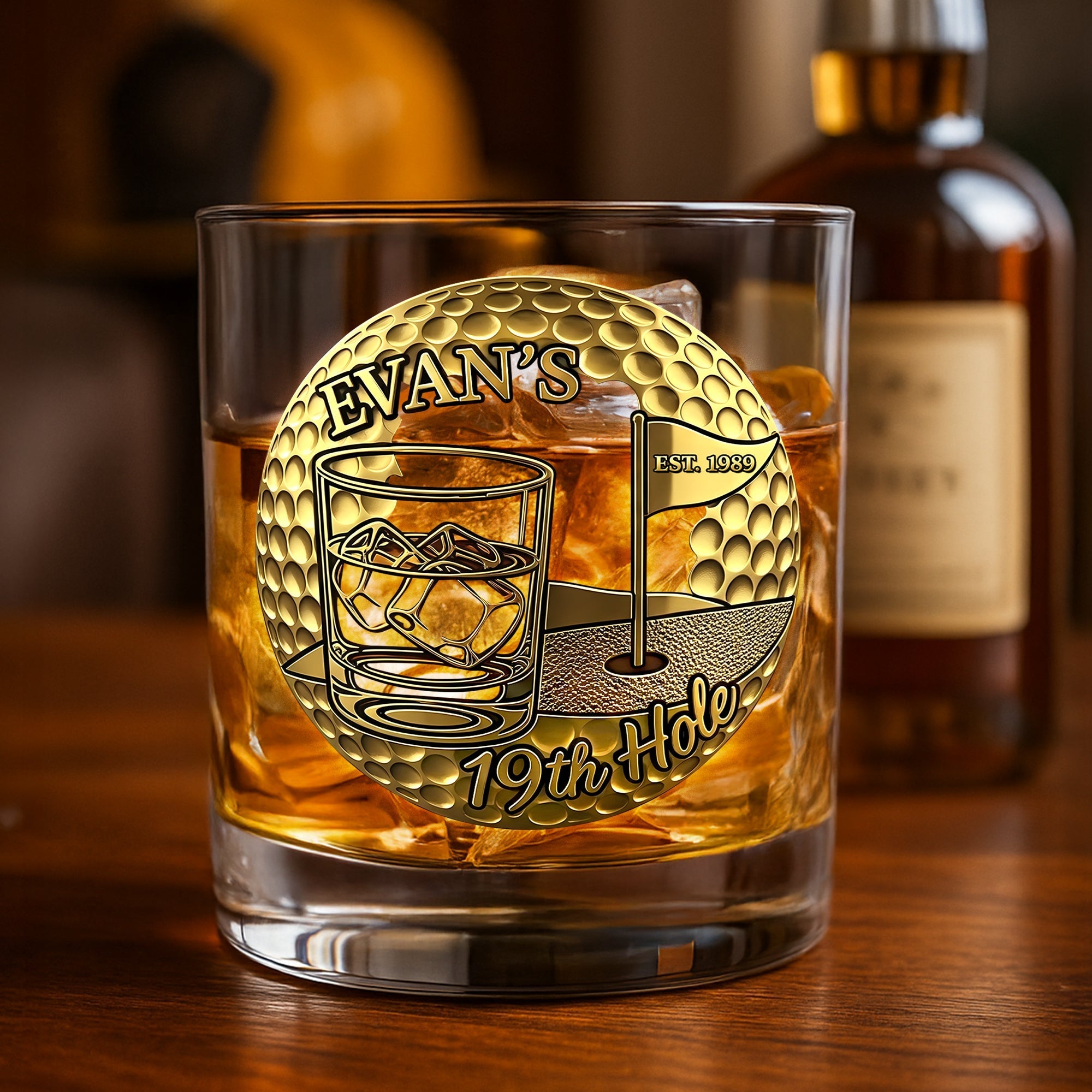 “Celebrate Every Swing!” Personalized Golf 19th Hole Whiskey Glass - Custom Gift for Golf Enthusiasts Whiskey Glass PopCulturePrints