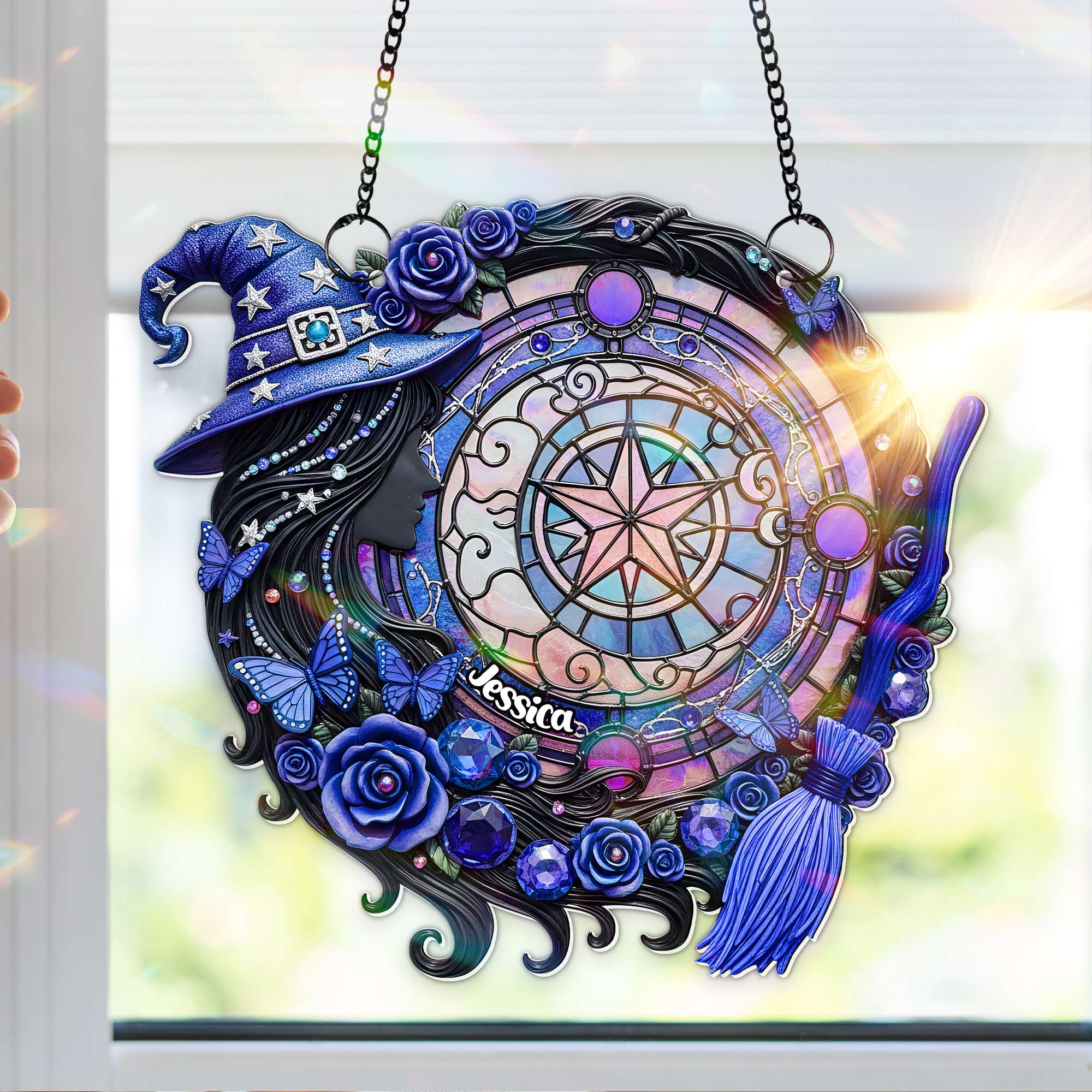 Embrace Magic: Customizable Mystical Witch Suncatcher - Perfect Gift for Witch Lovers Ornament PopCulturePrints
