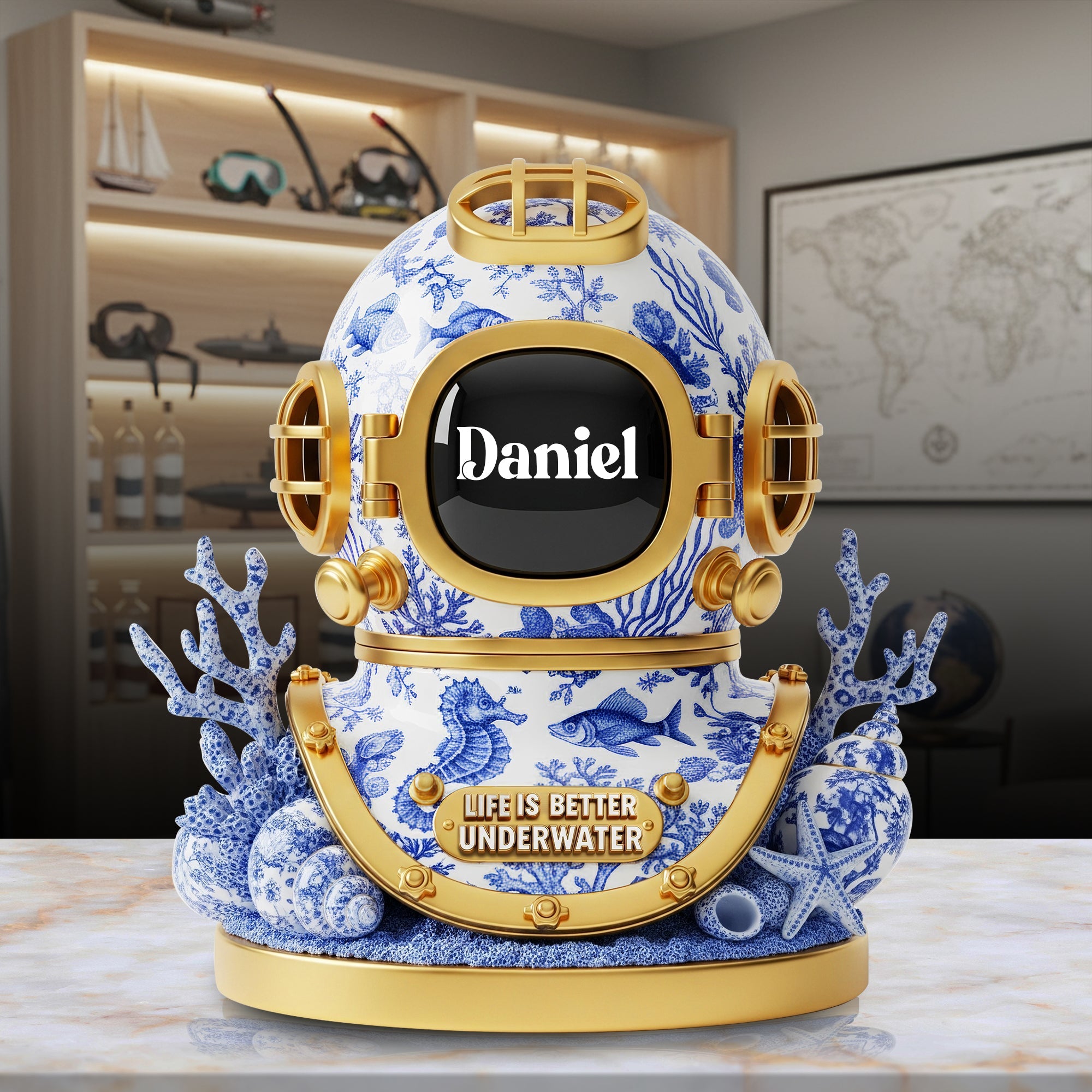 “Dive Deep, Live Boldly” - Personalized Dive Adventure Acrylic Plaque - Unique Gifts for Scuba Divers Shaped Plaques PopCulturePrints