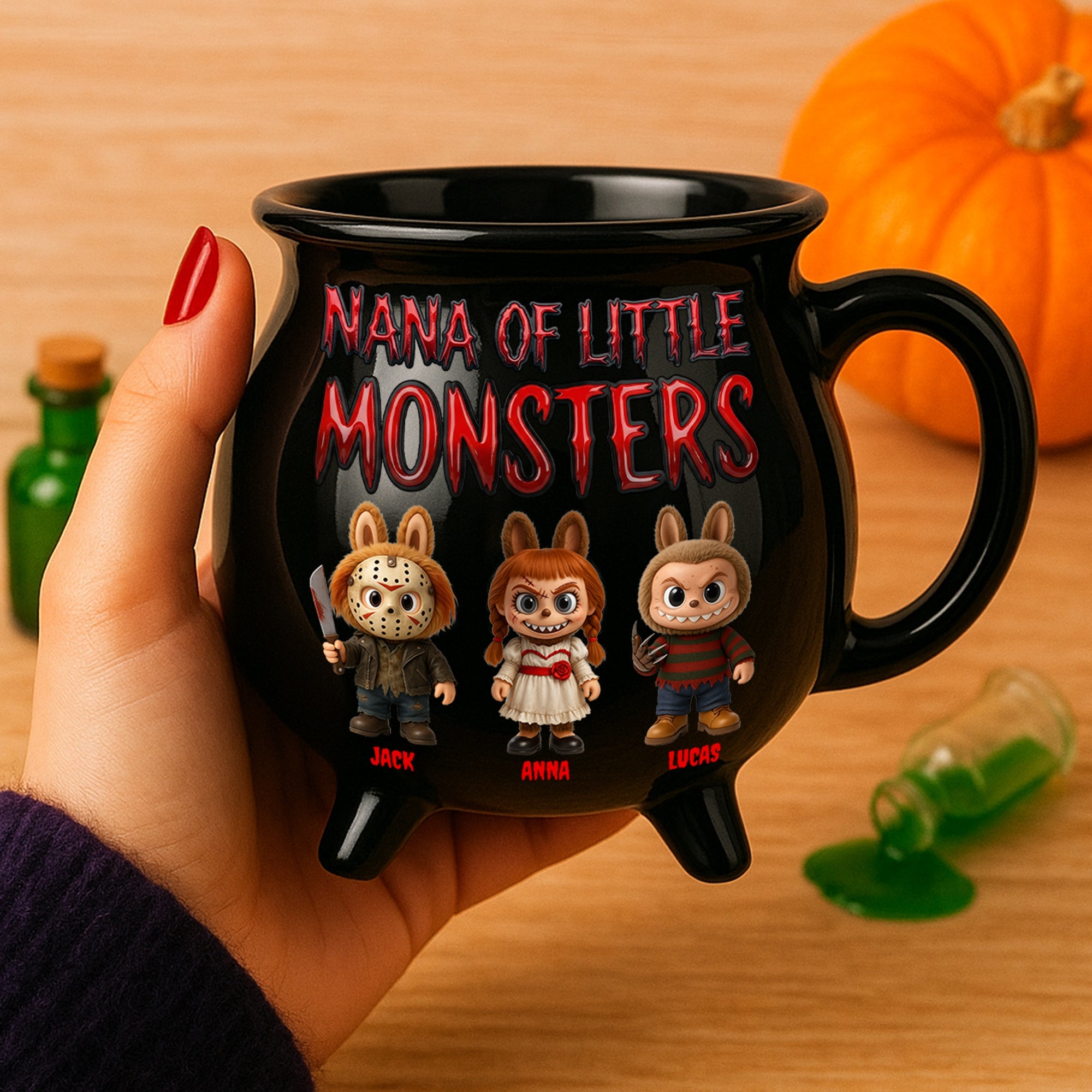 Mom Of Little Monsters: A Personalized Gift for Halloween - Custom Cauldron Mug Cauldron Mug PopCulturePrints