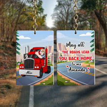Load image into Gallery viewer, Personalized Semi Truck Driver Keychain - Custom Road Home Gift Keychains PopCulturePrints
