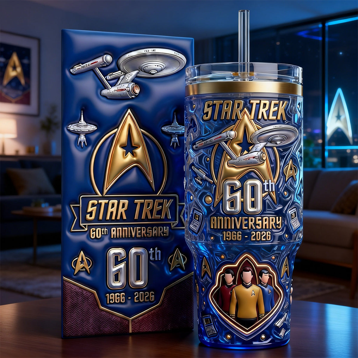 "Celebrate 60 Years of Adventure!" - 60th Anniversary Space Journey Tumbler - Personalized Gift for Star Trek Fans