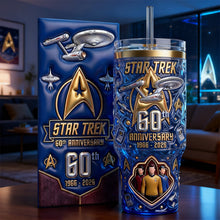 Load image into Gallery viewer, "Celebrate 60 Years of Adventure!" - 60th Anniversary Space Journey Tumbler - Personalized Gift for Star Trek Fans
