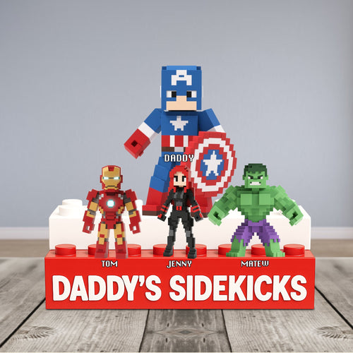 “Heroes are Made, Not Born” – Pixel Super Dad Plaque - Personalized Gifts for Dads, Grandpas, and More Shaped Plaques PopCulturePrints