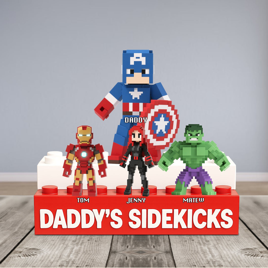 “Heroes are Made, Not Born” – Pixel Super Dad Plaque - Personalized Gifts for Dads, Grandpas, and More Shaped Plaques PopCulturePrints