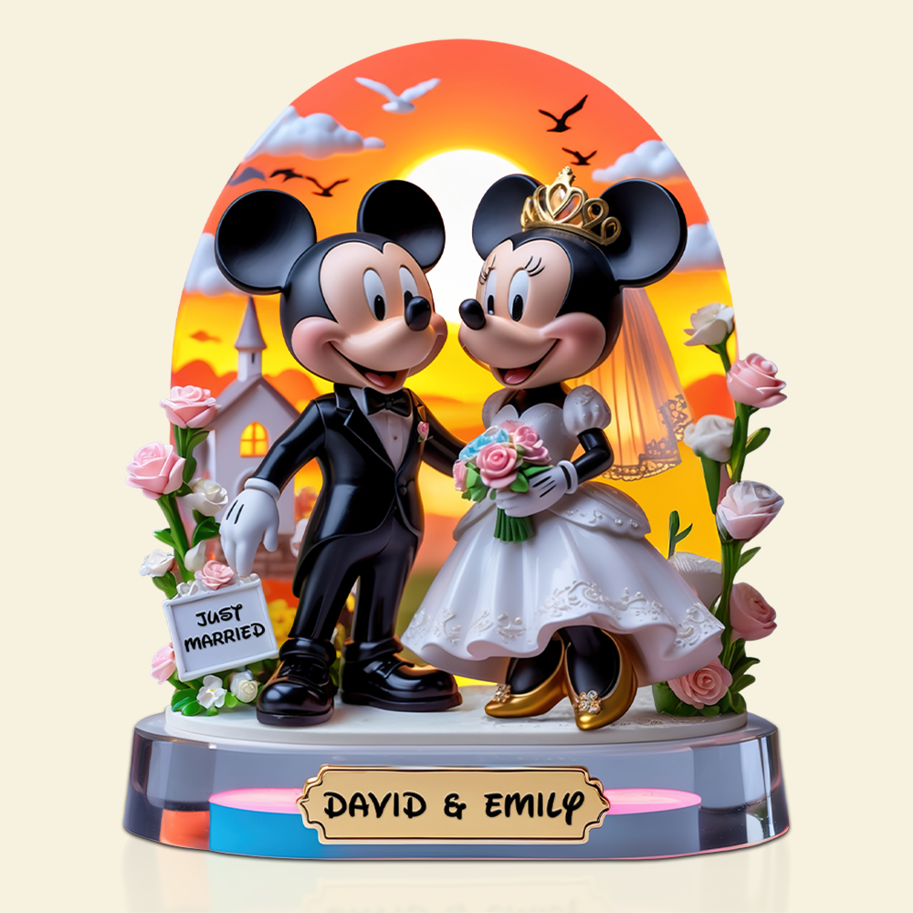 Celebrate Love with Our Just Married Couple Acrylic Plaque - Personalized Gifts for Couples Shaped Plaques PopCulturePrints