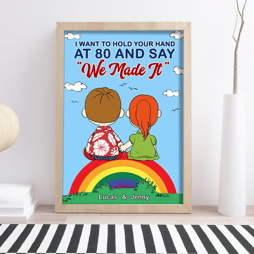 Customized Couples Canvas Print - 'We Made It' at 80 Poster & Canvas PopCulturePrints