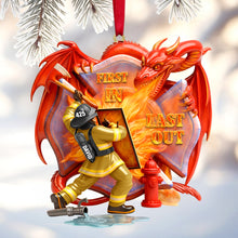 Load image into Gallery viewer, Firefighting with Dragon Acrylic Ornament - Personalized Gift for Firefighters Ornament PopCulturePrints
