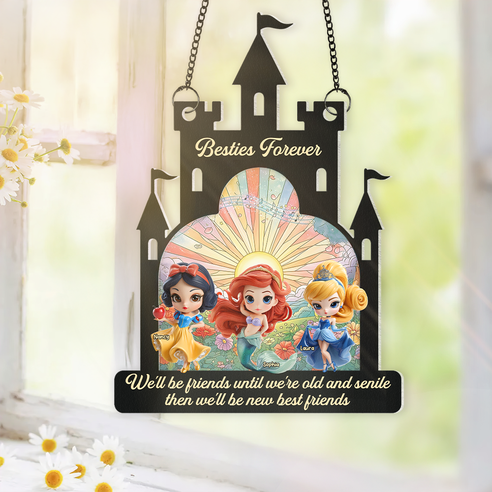 Besties Forever Suncatcher Ornament - Personalized Gift for Princess Lovers Ornament PopCulturePrints