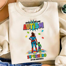 Load image into Gallery viewer, Superhero Mom of an Awesome Autism Shirt - Personalized Gift for Autism Moms Shirts PopCulturePrints
