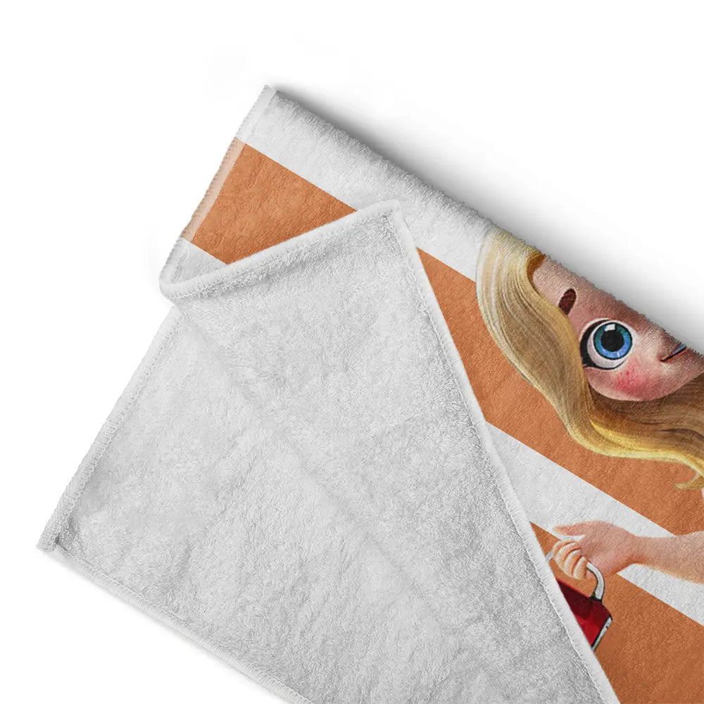 Summer Is Calling: Personalized Cartoon Beach Towel Beach Towel PopCulturePrints