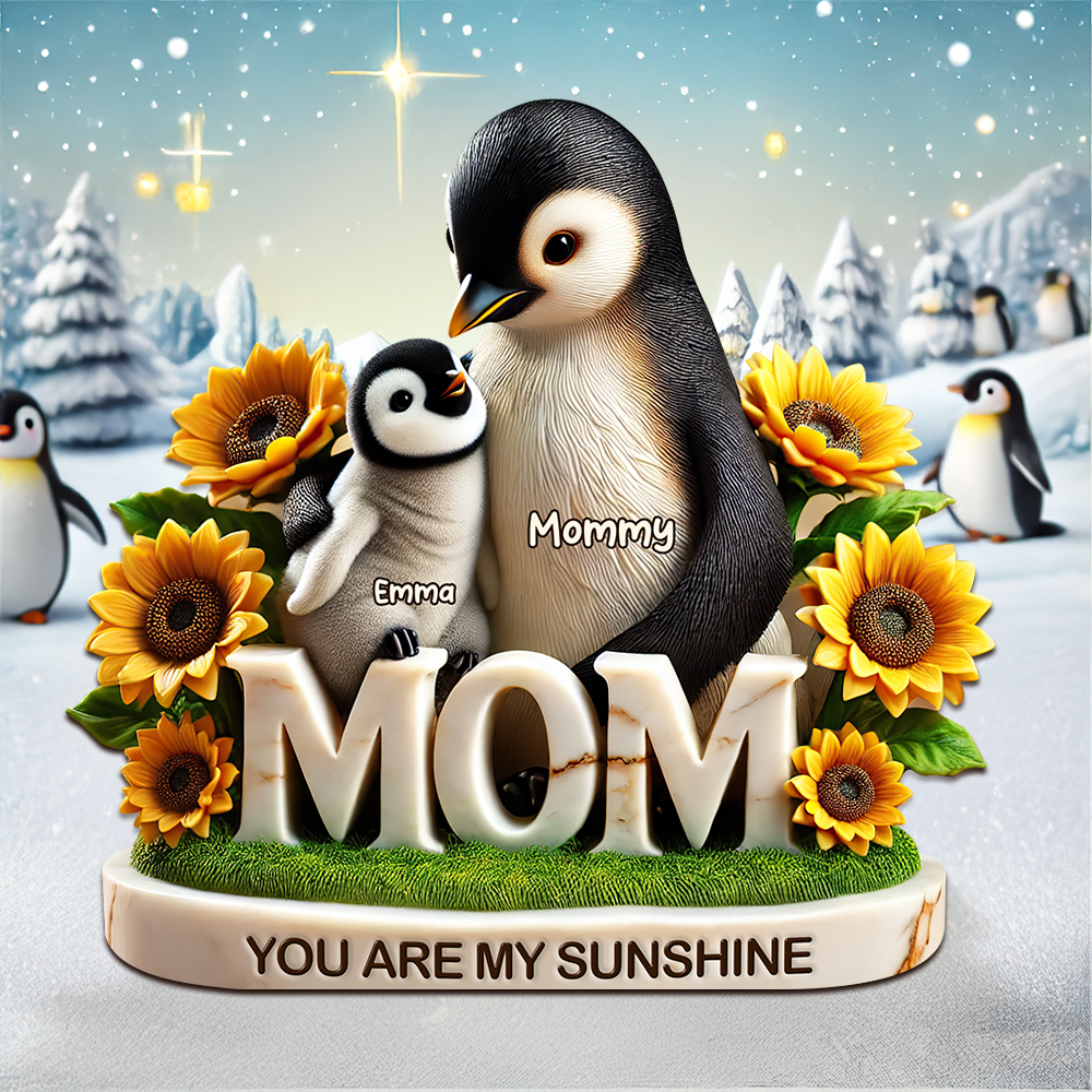 You Are My Sunshine - Personalized Penguin Mom Plaque | Unique Gift for Mom, Grandma & More Shaped Plaques PopCulturePrints