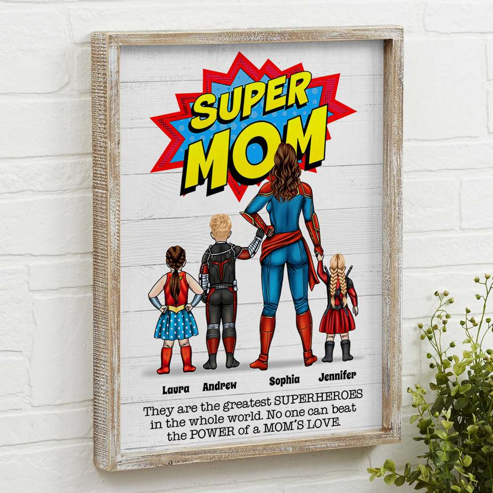 Custom Super Mom Canvas Print - Personalized Family Heroes Poster & Canvas PopCulturePrints